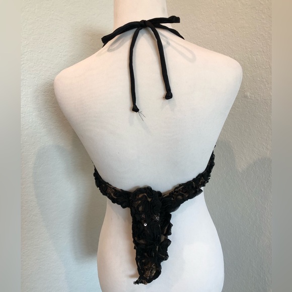 Sequin Mesh and Lace 5-Way Bikini Top D to DDD Custom Made by Pango Pango - Picture 6 of 13